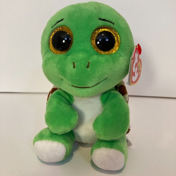 Ty Beanie Boos Turbo Turtle Green 6" Stuffed Plush Toy 2023 Orange Eyes W Tag - Picture 1 of 11